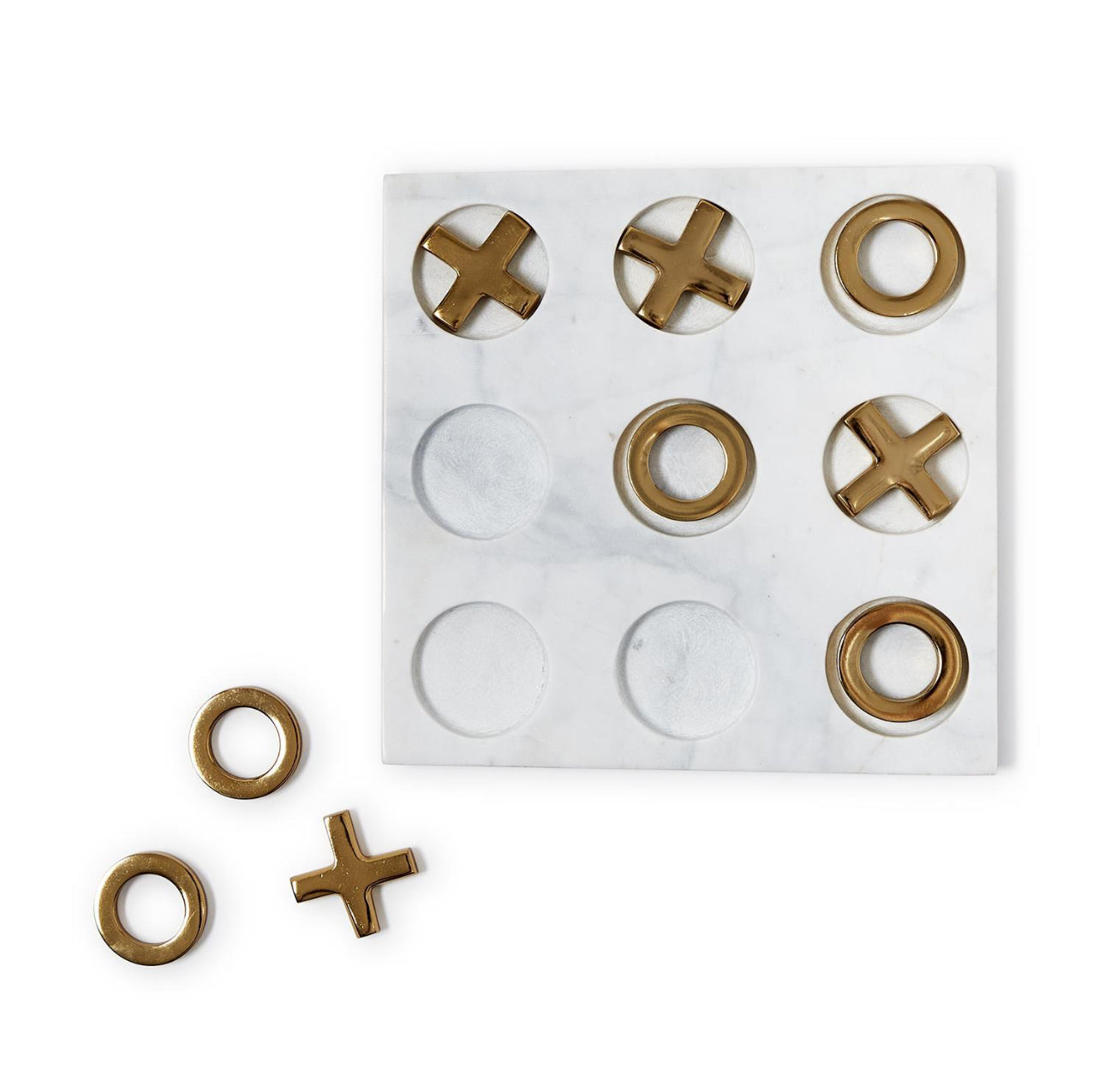 Marble Tic-Tac-Toe with Gold Pcs