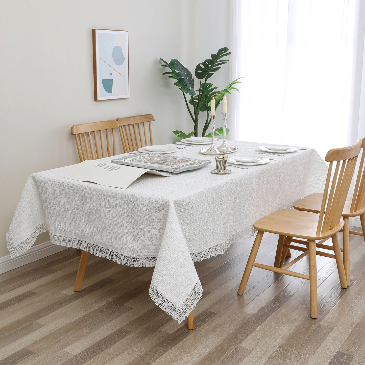 Lace Lattice Lined Tablecloth