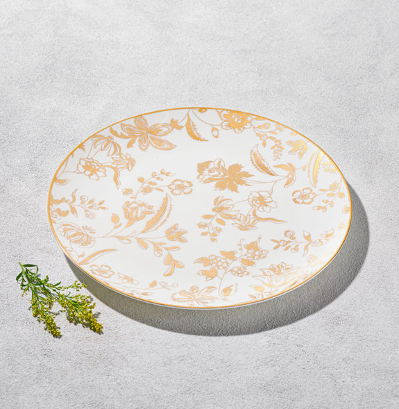 Blossom White & Gold Floral Charger