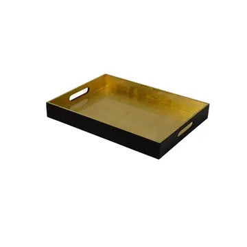 Bamboo medium serving tray - Gold/Black