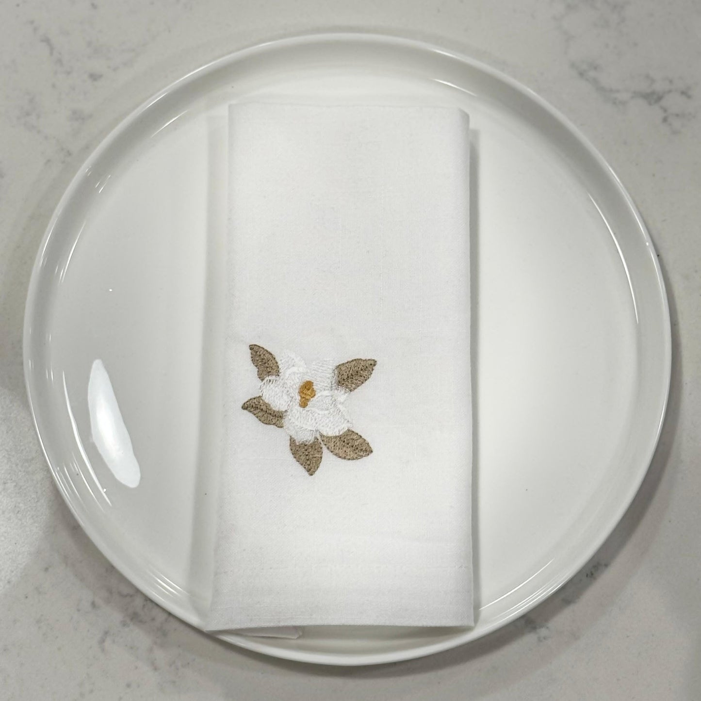 Washable Beige Flower Napkin - 20" X 20" Set of 4