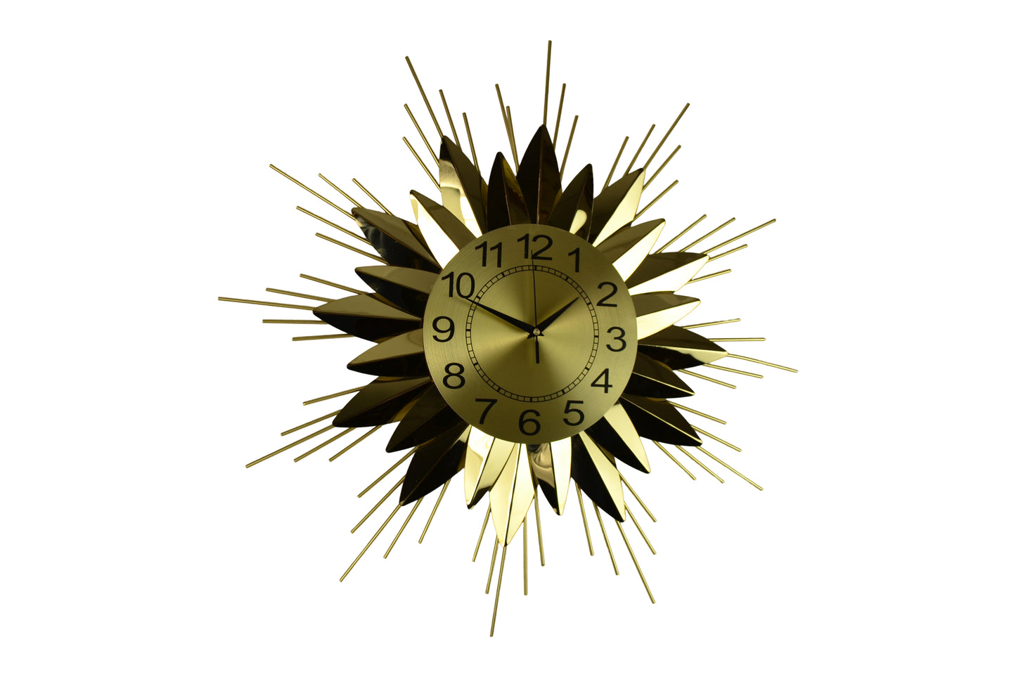 Round Gold Star Burst Wall Clock 25”