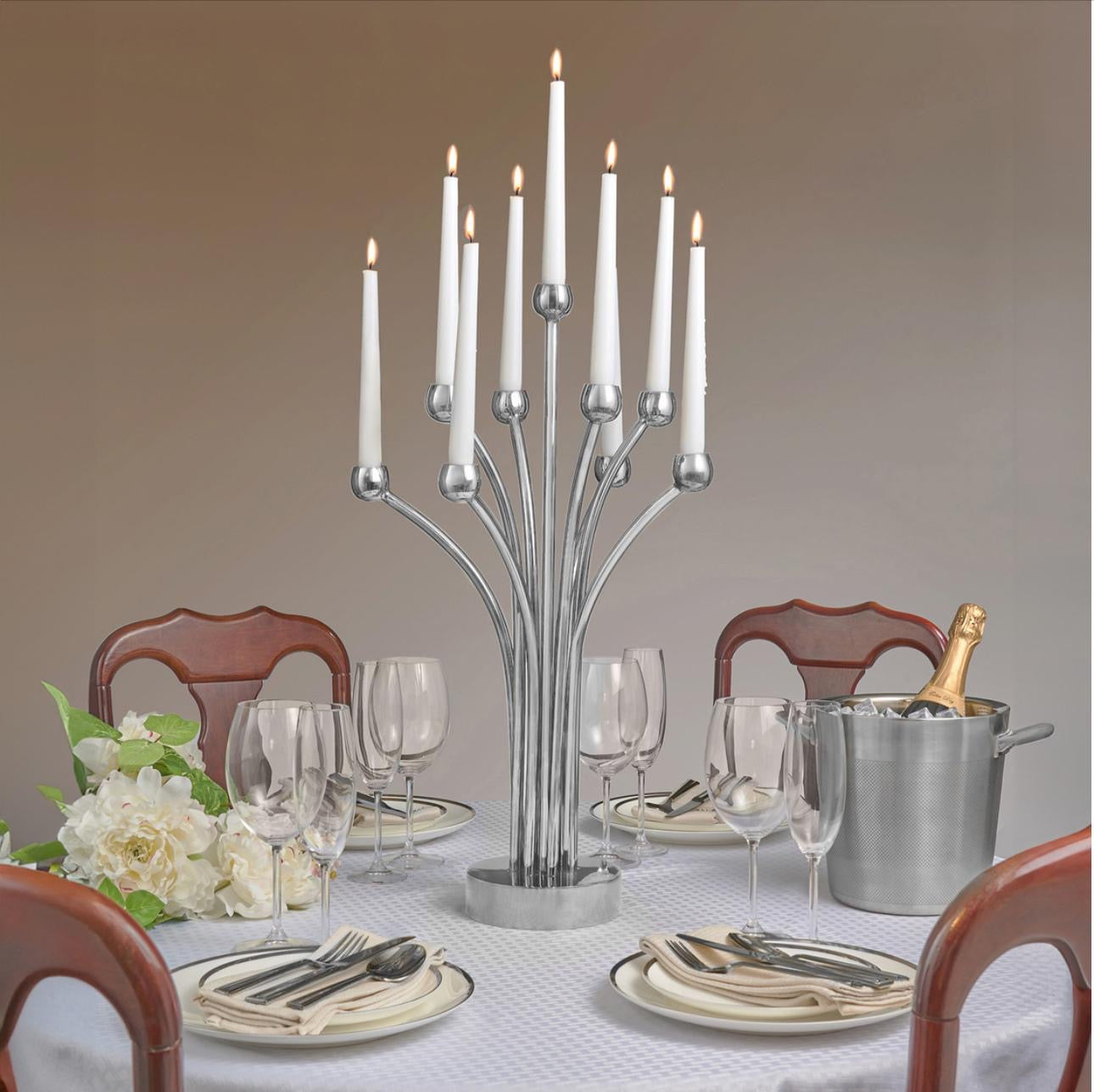 Fountan 9 Lite Silver Candelabra