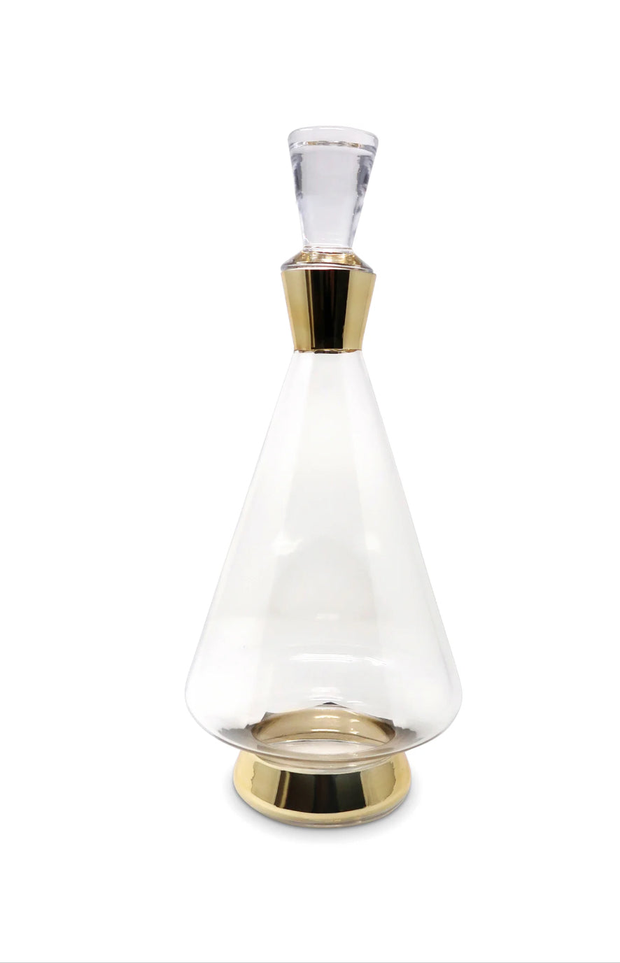 Glass Decanter with Gold Accents