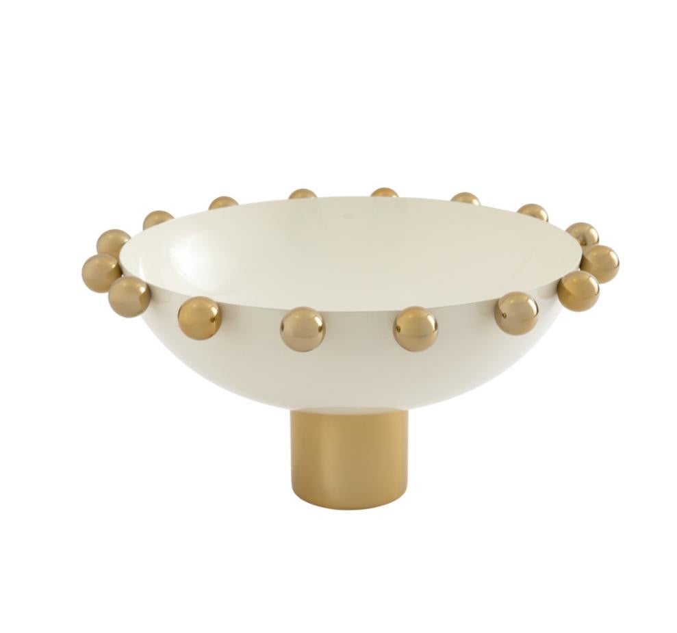 Temari White/Gold Footed Bowl