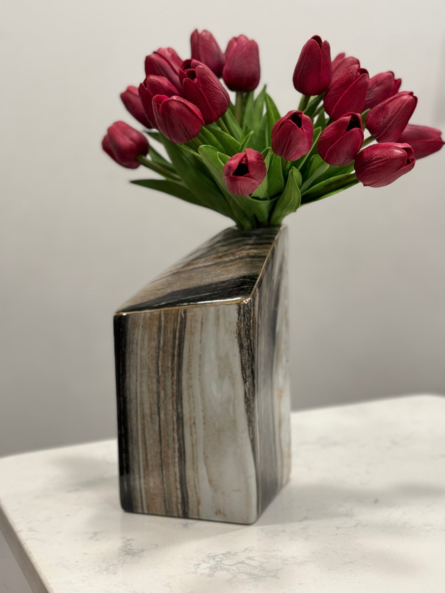 Salamais Gray Marble Vase 9”