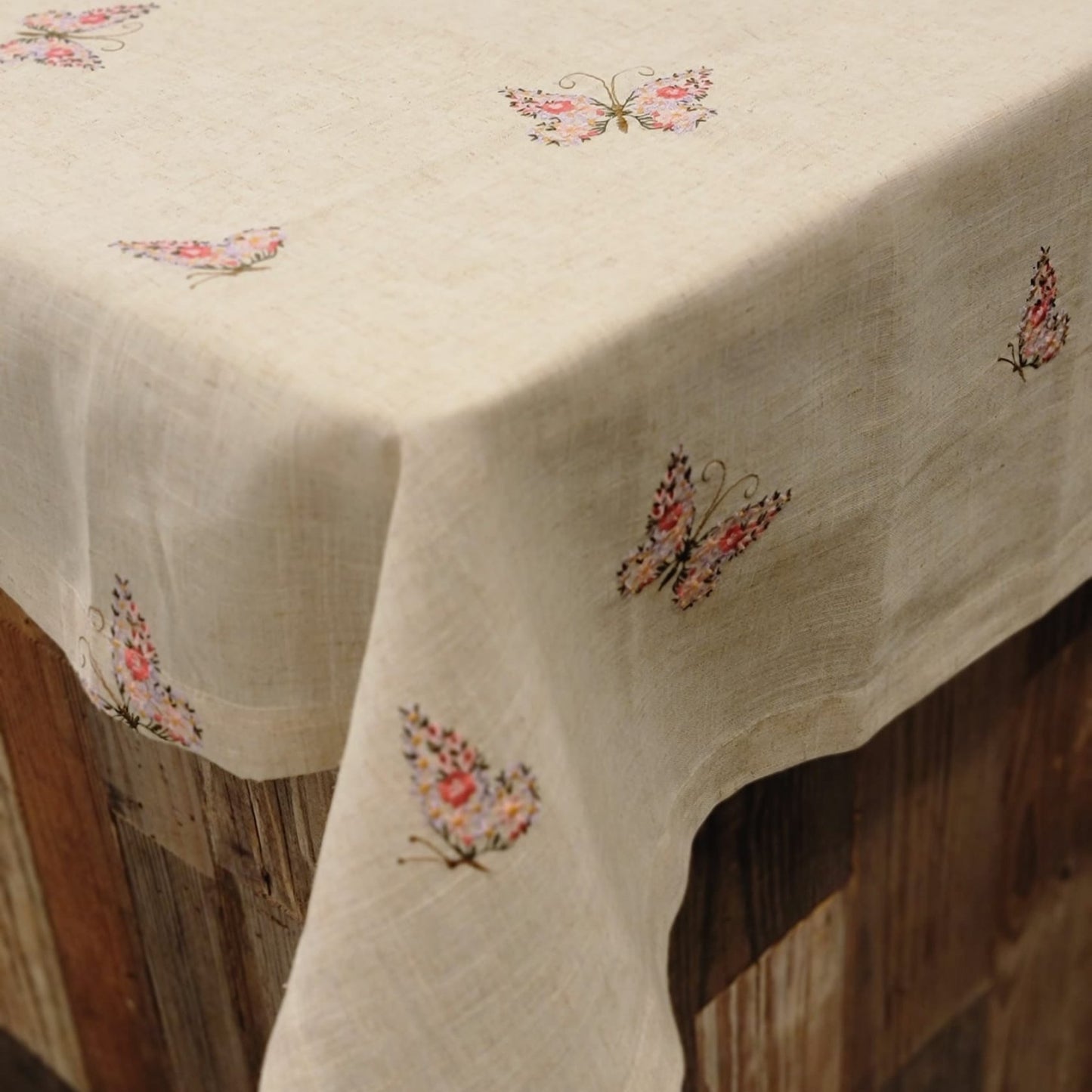 Butterfly Multi Natural Tablecloth