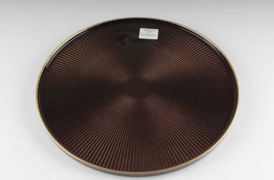 Domo Glass Charger Chocolate Brown with Gold Rim