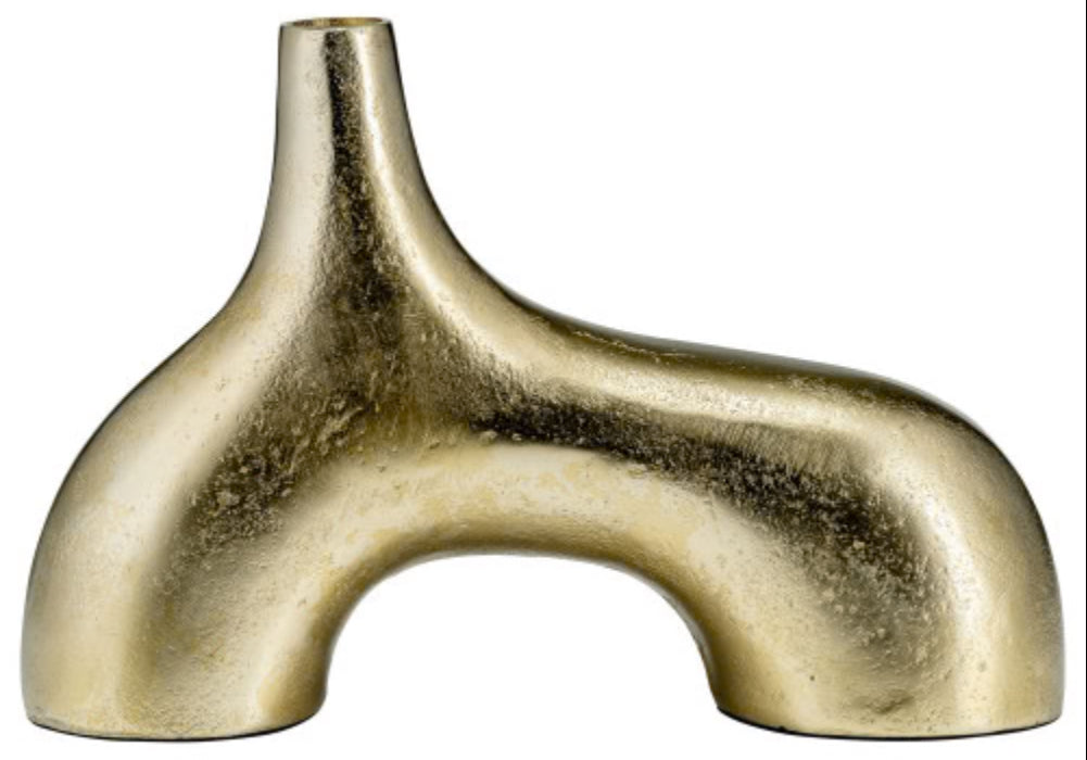 Abstract Gold Metal Vase 8"
