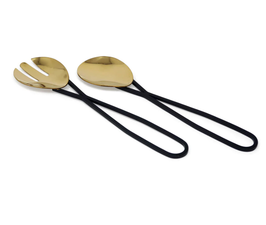 Salad Servers/Black Loop Handl