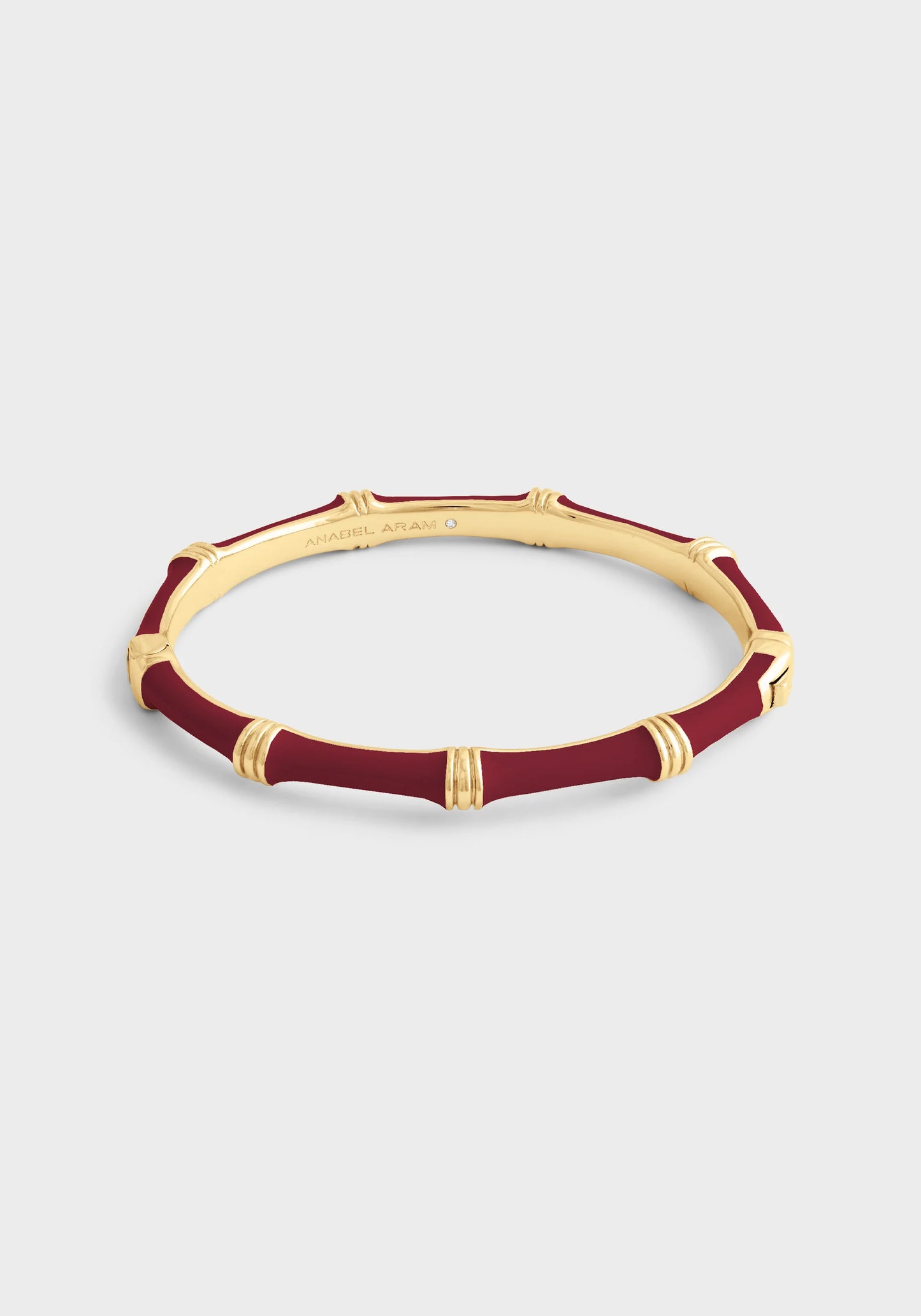 Bamboo Enameled Hinged Bangle Burgundy