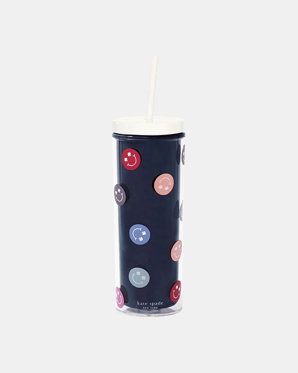 Spade Smiley Acrylic Tumbler with Straw