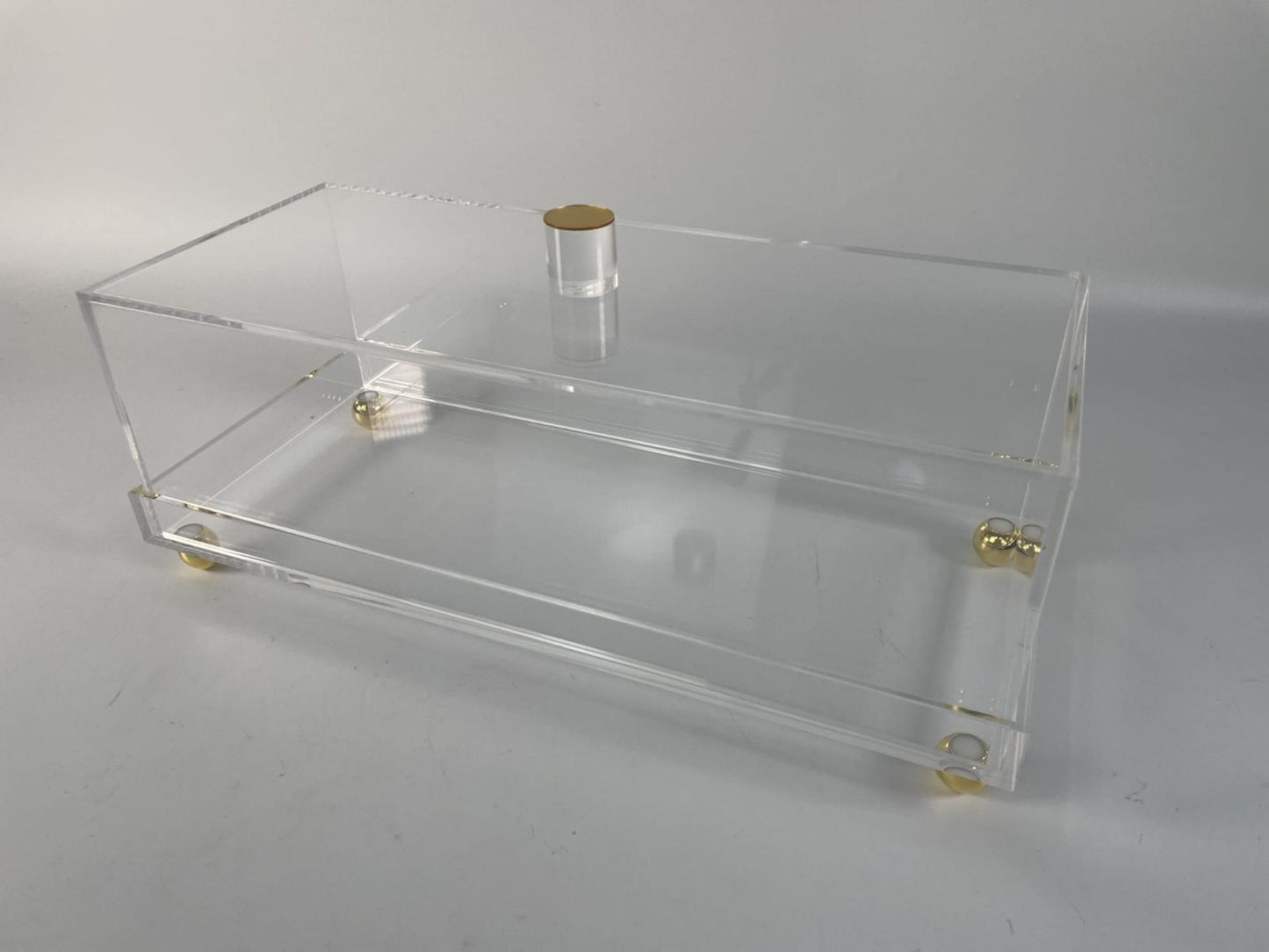 Lume Acrylic Rectangle Tray and Dome Cover Gold Legs