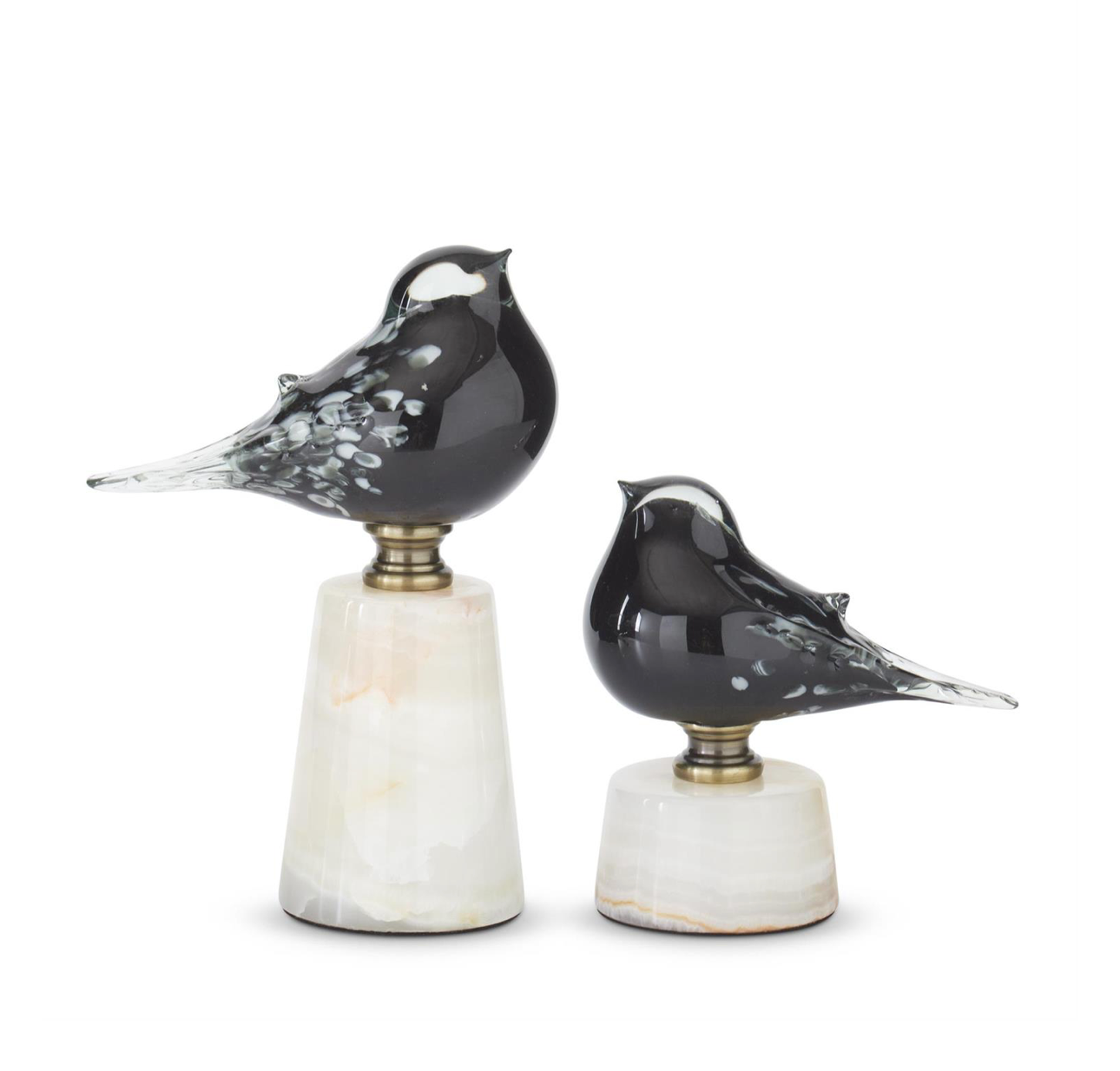 Black and White Speckle Glass Bird Marble Base