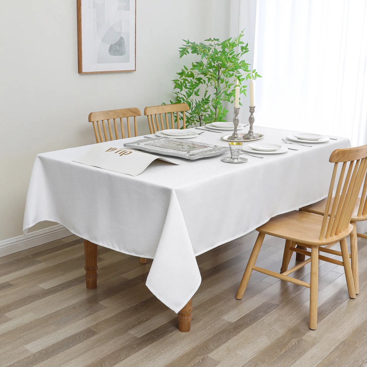 Harvest Weave White Tablecloth