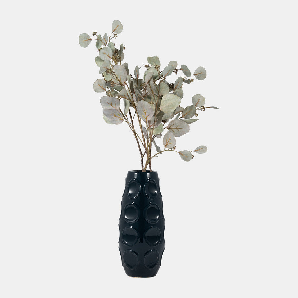 Circle Embossed Vase - Navy