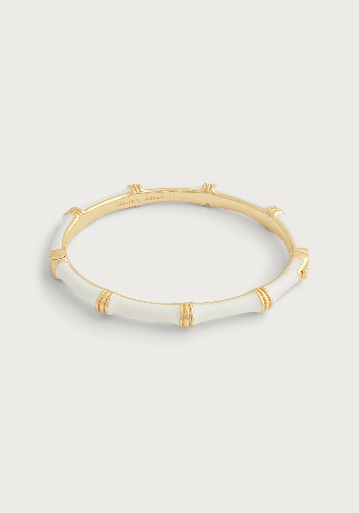 Bamboo Enameled Hinged Bangle Creme