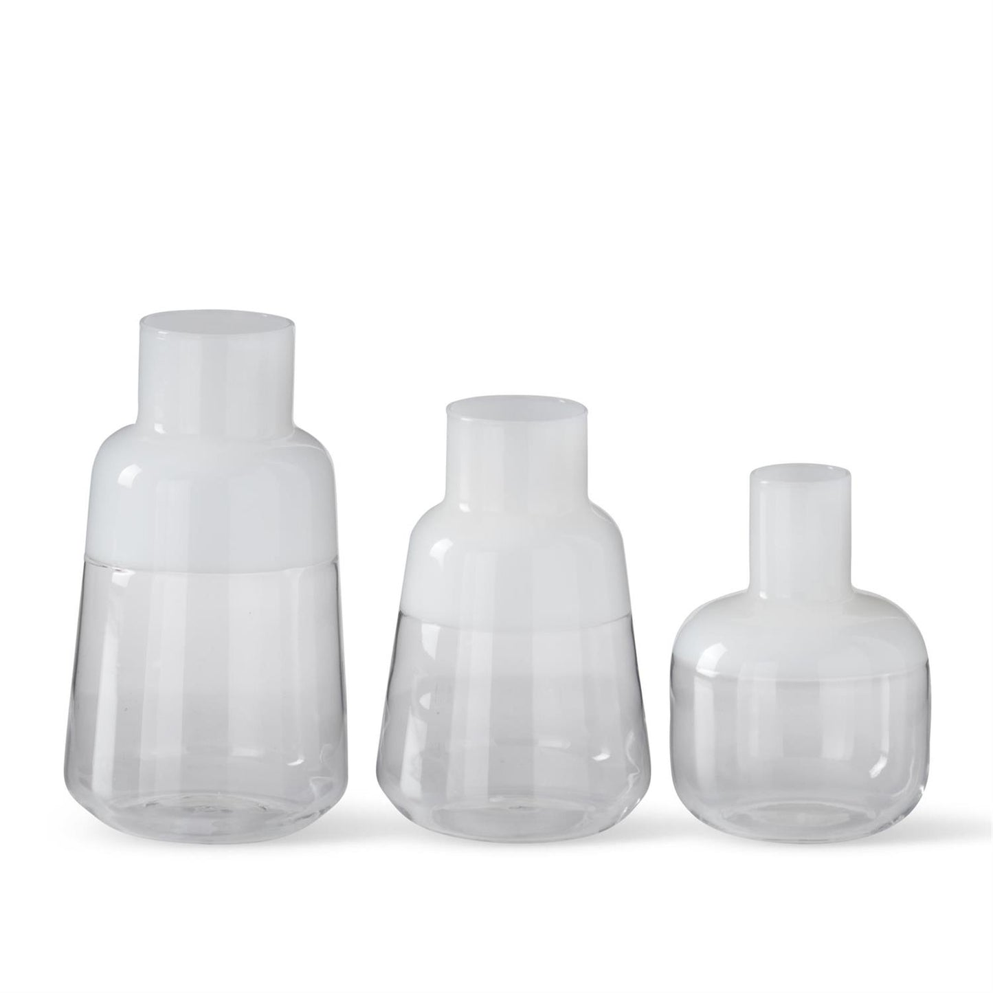 White & Clear Glass Bud Vase Set of 3