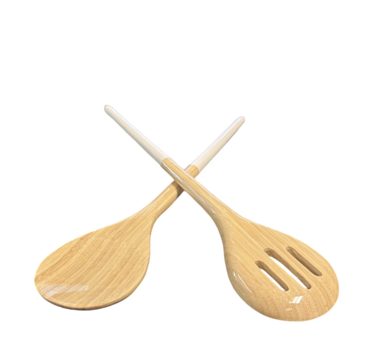 Bamboo Salad Bowl & Salad Server - White