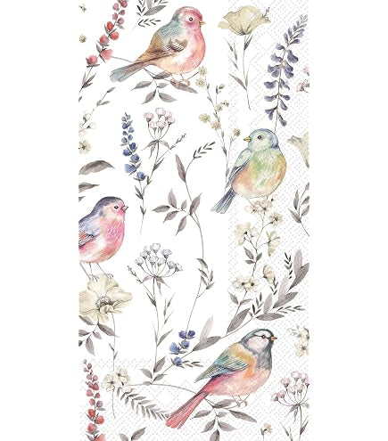 Softly Faded Birds Guest Towel 16pk