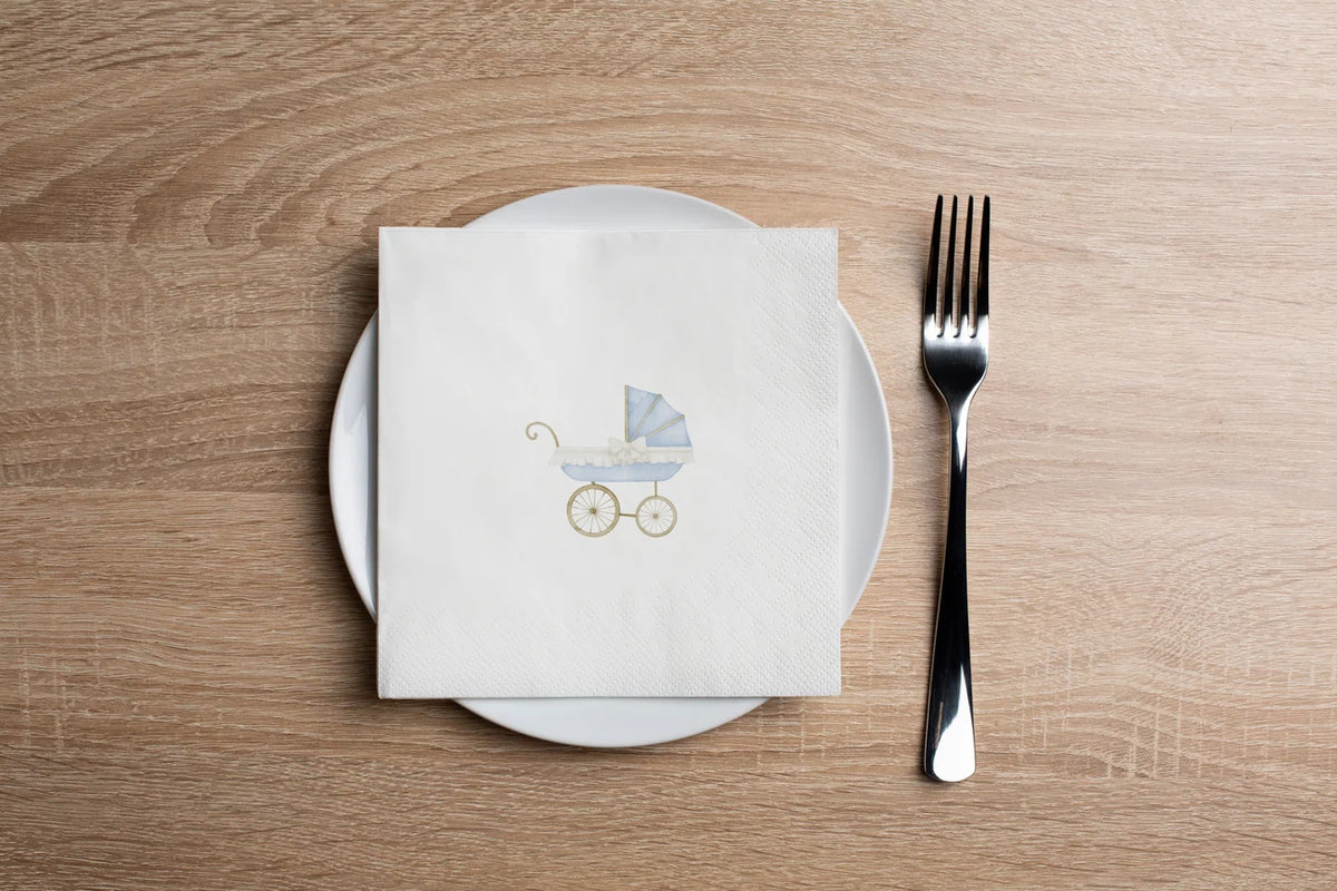 Blue Baby Carriage Cocktail Napkin 20pk