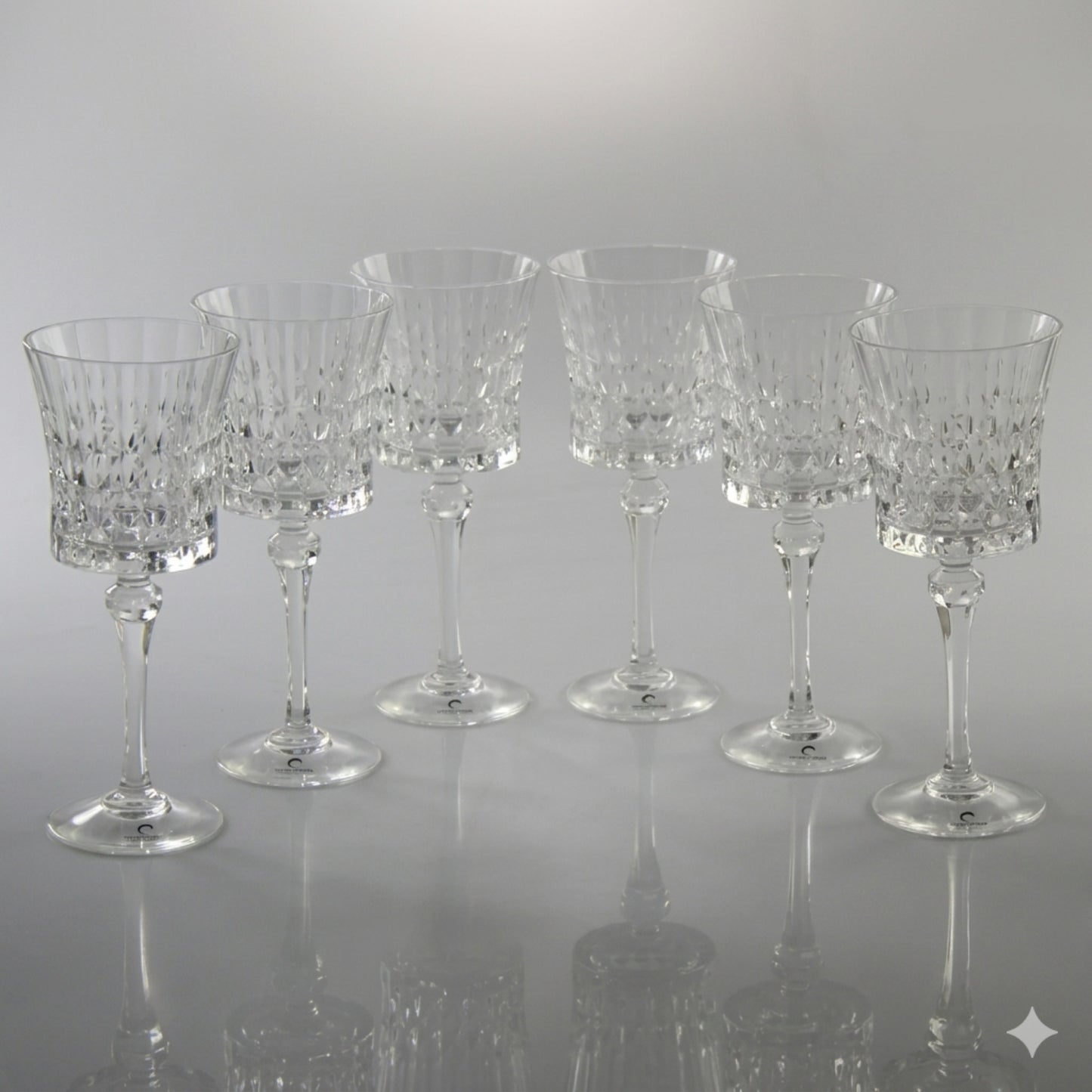 Diamond Water Glasses Clear Set of 6