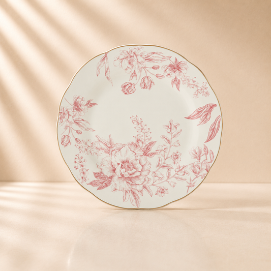 Vintage Pink Scalloped Gold Rim Salad Plate 8” Set of 4
