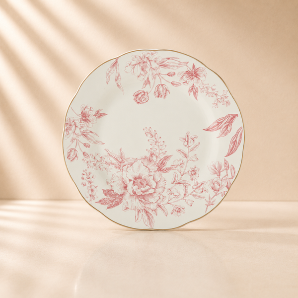 Vintage Pink Scalloped Gold Rim Salad Plate 8” Set of 4