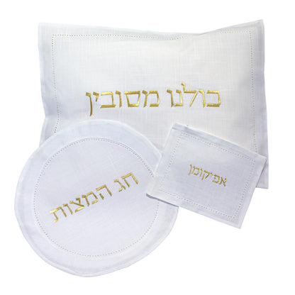 Hemstitch Matzah Cover-Gold