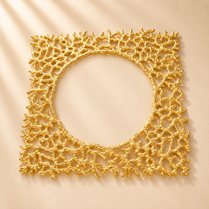 Gold Square Coral Charger Set of 2