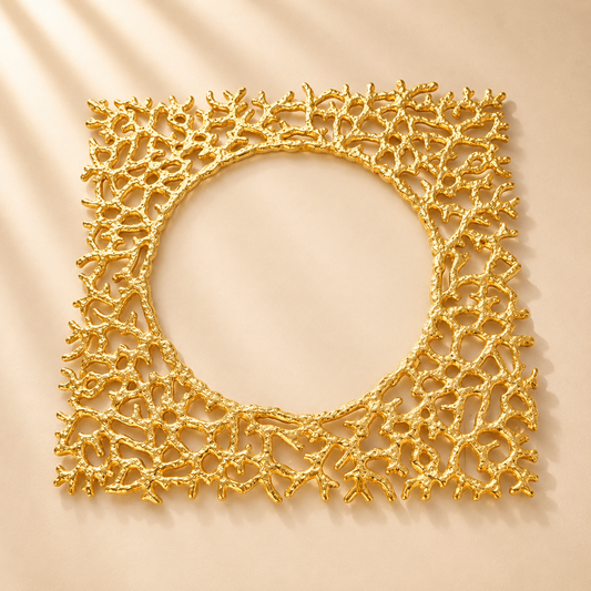 Gold Square Coral Charger Set of 2
