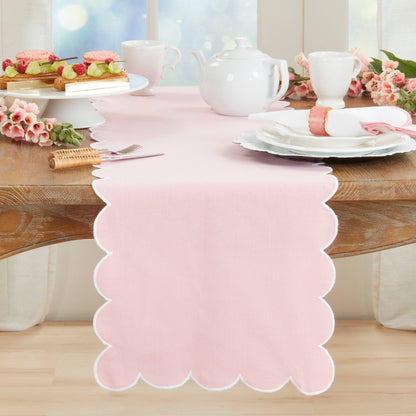 Cotton Scalloped Table Runner: Natural / 16"x72"