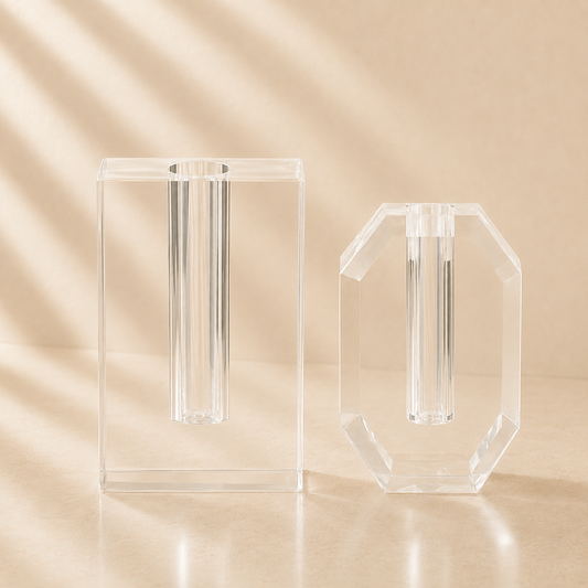 Crystal Glass Geometric Bud Vases