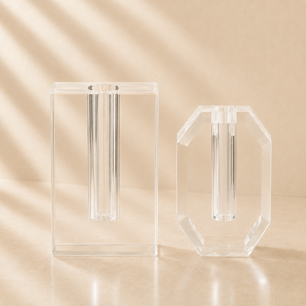 Crystal Glass Geometric Bud Vases