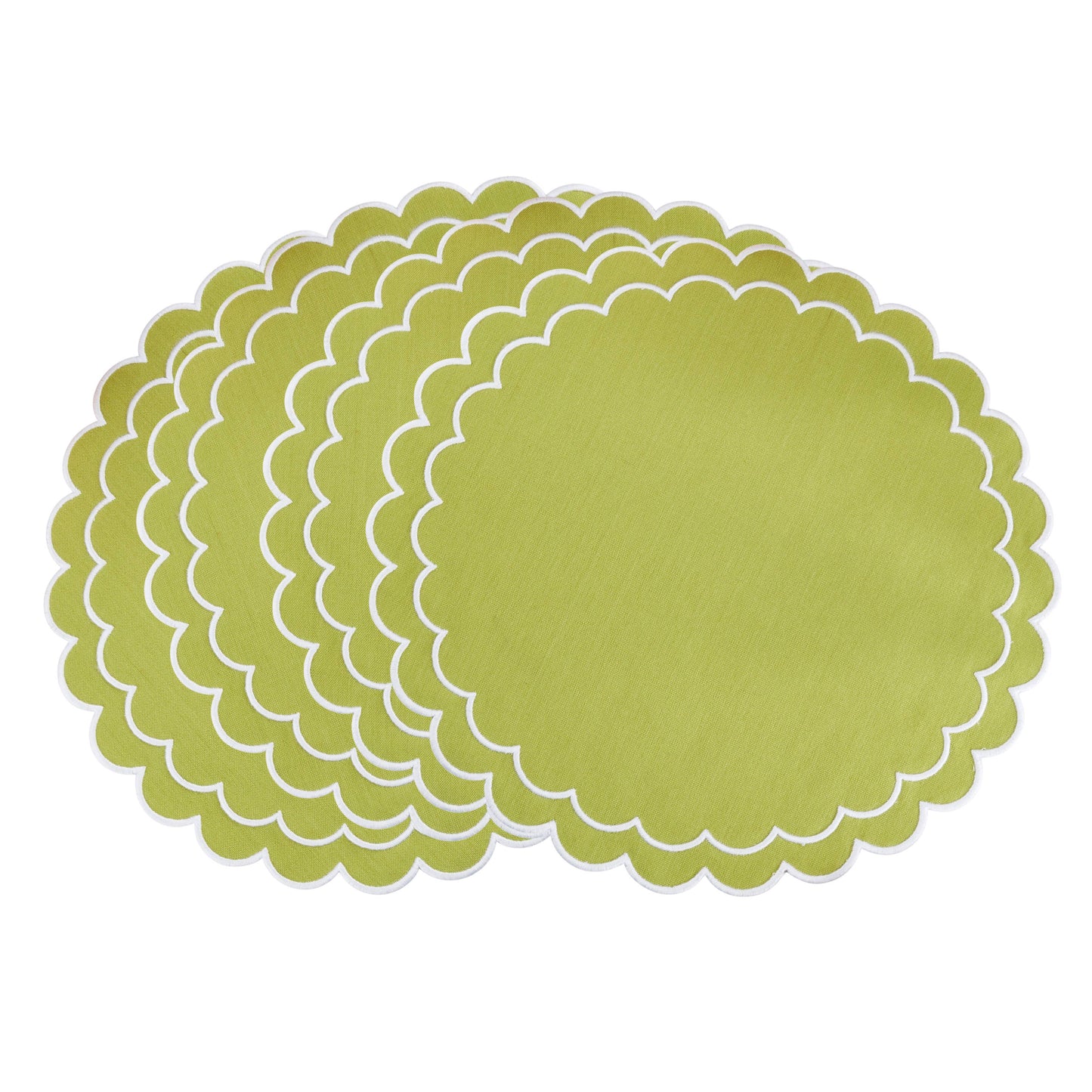 Round Scalloped Cotton Placemats: Black / 15"