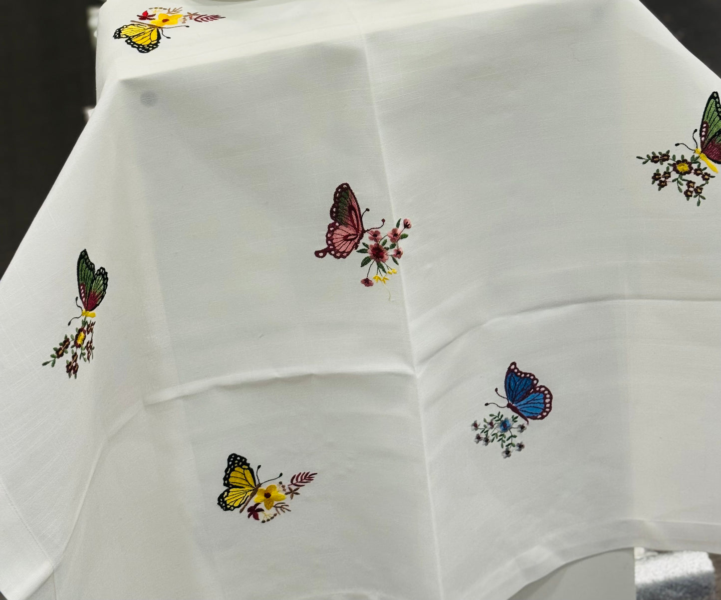 Colorful Multi White Butterfly Tablecloth