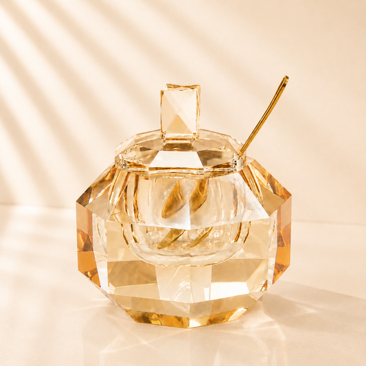 Crystal Amber Honey Dish