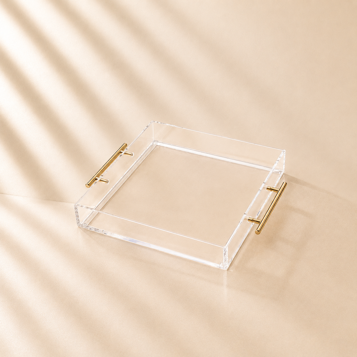 Acrylic Tray Gold Handle 12”x12”