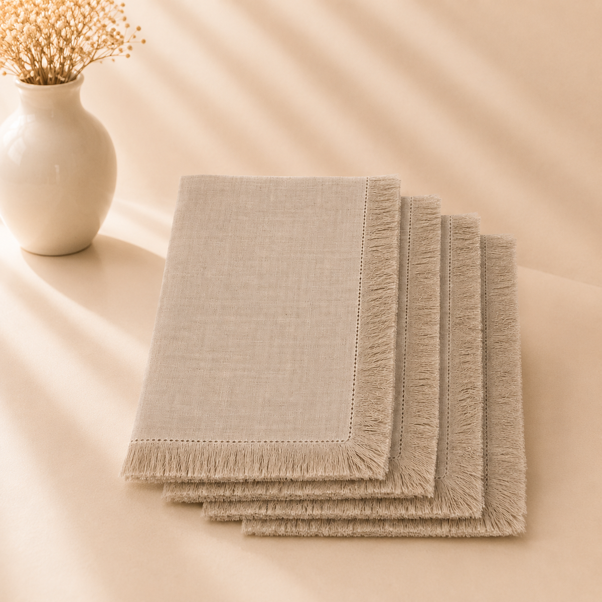 Natural Fringe Napkin 20"X20" Set of 4