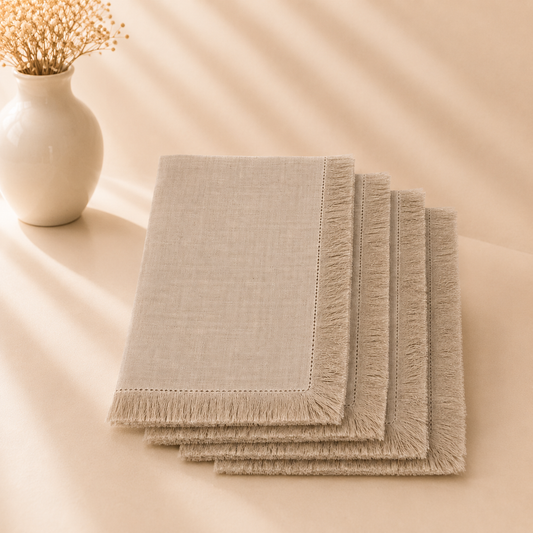 Natural Fringe Napkin 20"X20" Set of 4