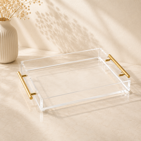 Acrylic Tray Gold Handle 12”x16”