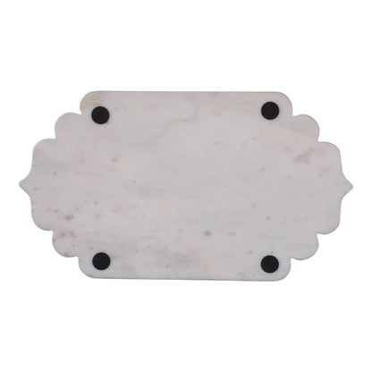Decorative Tray - White Marble Oval Scallop Edge, 14 in.
