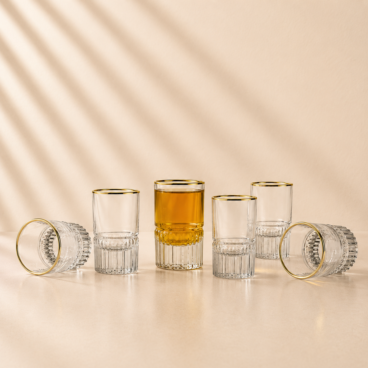 Latitude Gold Rim Shot Glasses Set of 6
