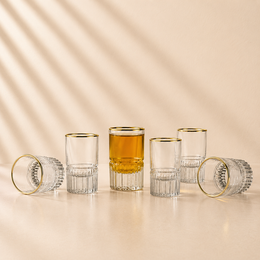 Latitude Gold Rim Shot Glasses Set of 6