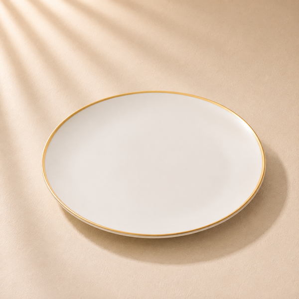 White Vintage Charger - Gold Rim