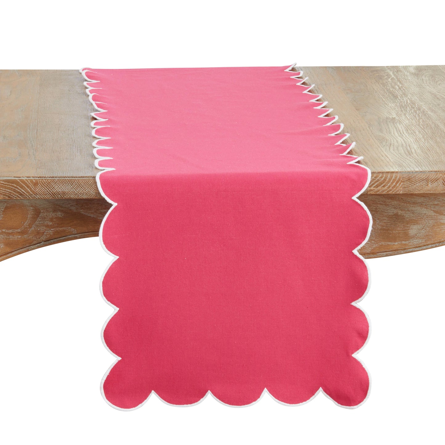 Cotton Scalloped Table Runner: Pink / 16"x72"
