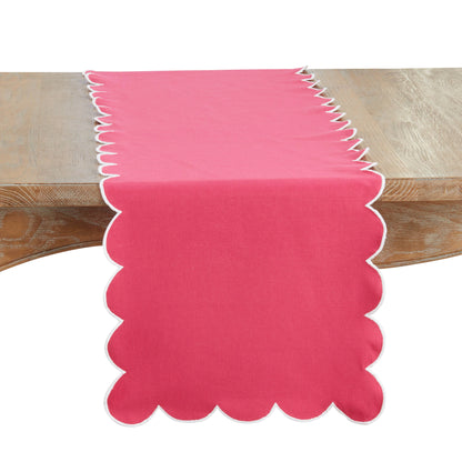 Cotton Scalloped Table Runner: Natural / 16"x72"