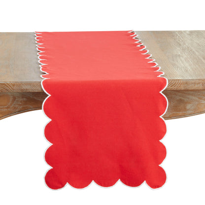 Cotton Scalloped Table Runner: Pink / 16"x72"