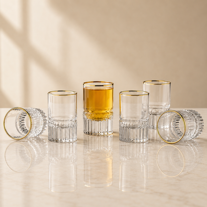 Latitude Gold Rim Shot Glasses Set of 6