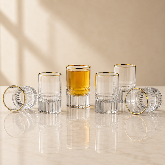 Latitude Gold Rim Shot Glasses Set of 6